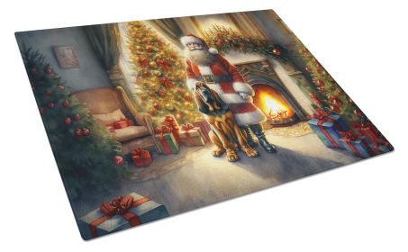 NEW Bloodhound and Santa Claus Glass Cutting Board Decorative Tempered Glass Kitchen Cutting and Serving Board Large Size Chopping Board