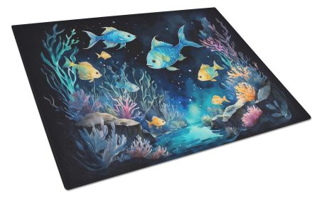 Bioluminescent Fish Glass Cutting Board Decorative Tempered Glass Kitchen Cutting and Serving Board Large Size Chopping Board