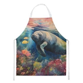 Manatee Apron Cooking Kitchen Server Baking Crafts Gardening for Adult Women Men, Unisex, Large, Multicolor