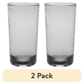 (2 pack) 16-Ounce Tritan Tall Hammered Tumbler, Smoke