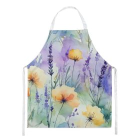 Lavender in Watercolor Apron Cooking Kitchen Server Baking Crafts Gardening for Adult Women Men, Unisex, Large, Multicolor (Default: Default)